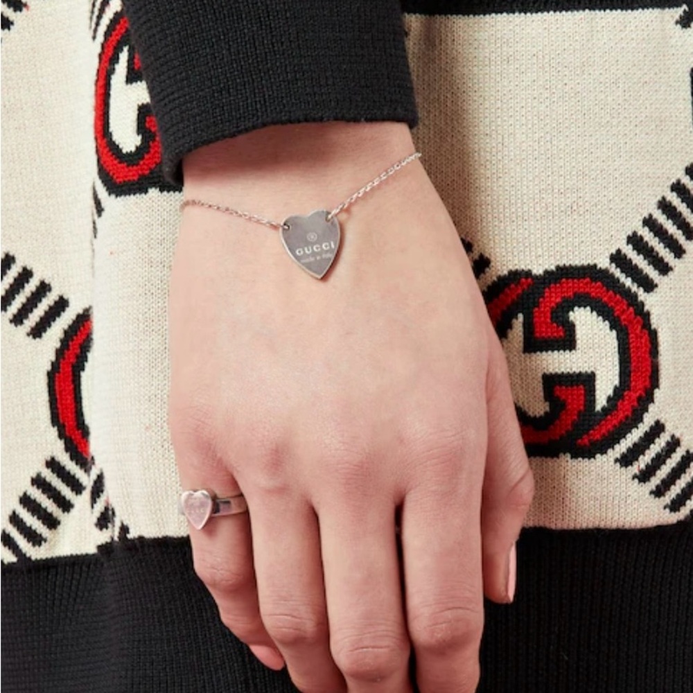 Authentic Gucci Trademark Bracelet With Heart Pendant